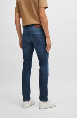 Slim-fit jeans in blue comfort-stretch denim, Dark Blue