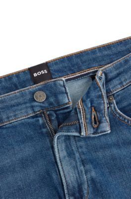 BOSS - Slim-fit jeans in blue comfort-stretch denim 