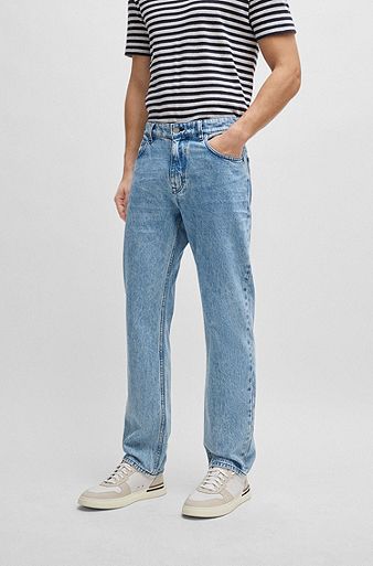 Men's High Waist Straight Fit Jeans,Relaxed Fit Athletic Straight-Leg  Casual Loose Jeans (Regular - Blue,29) : : Clothing, Shoes &  Accessories