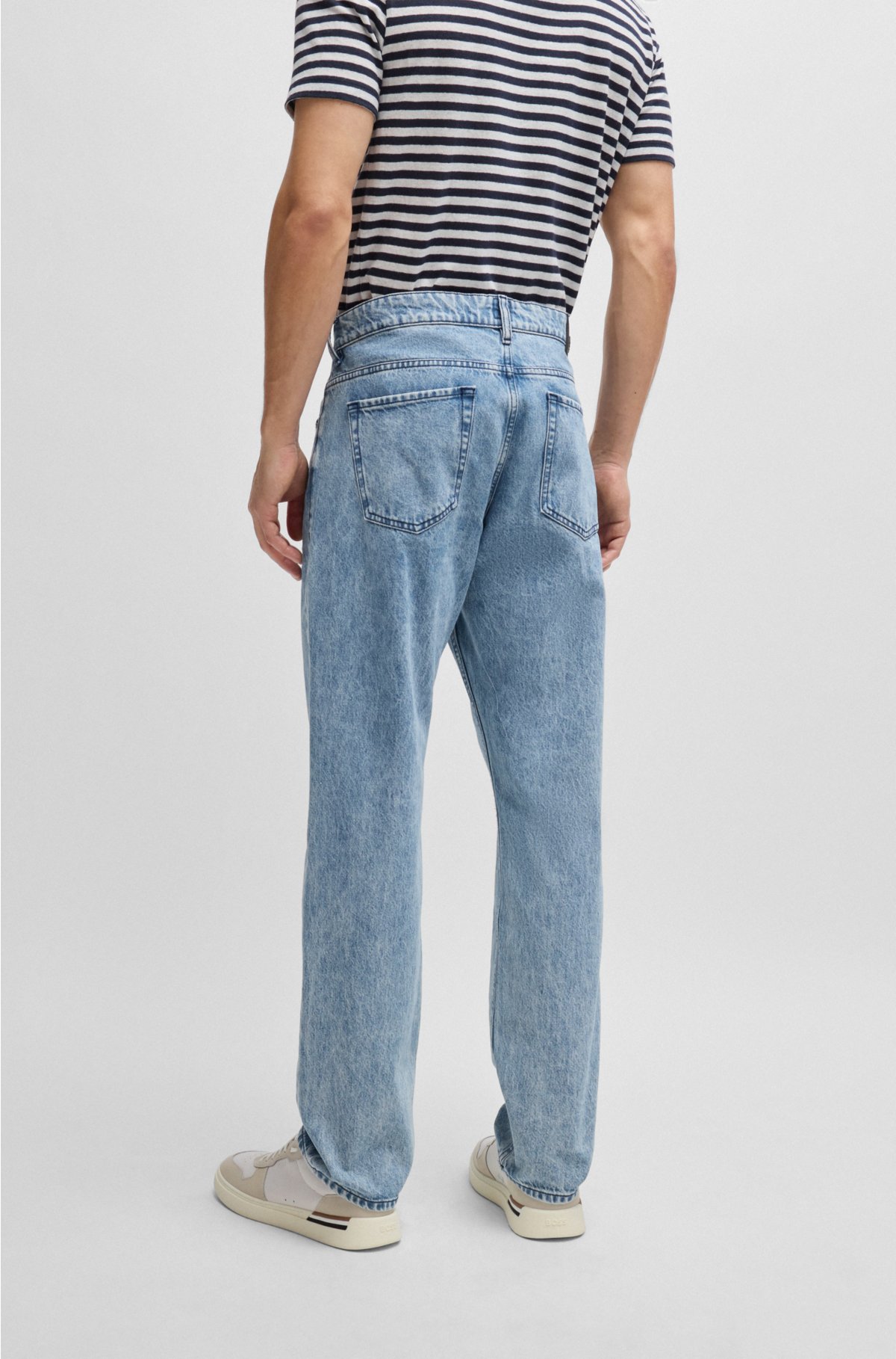 Relaxed-fit jeans in blue stonewashed rigid denim, Blue