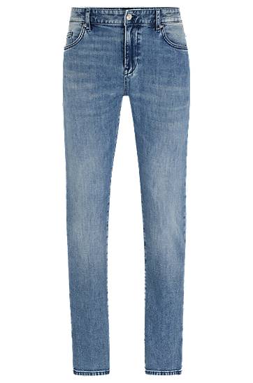 Slim-fit jeans in blue cashmere-touch denim, Hugo boss