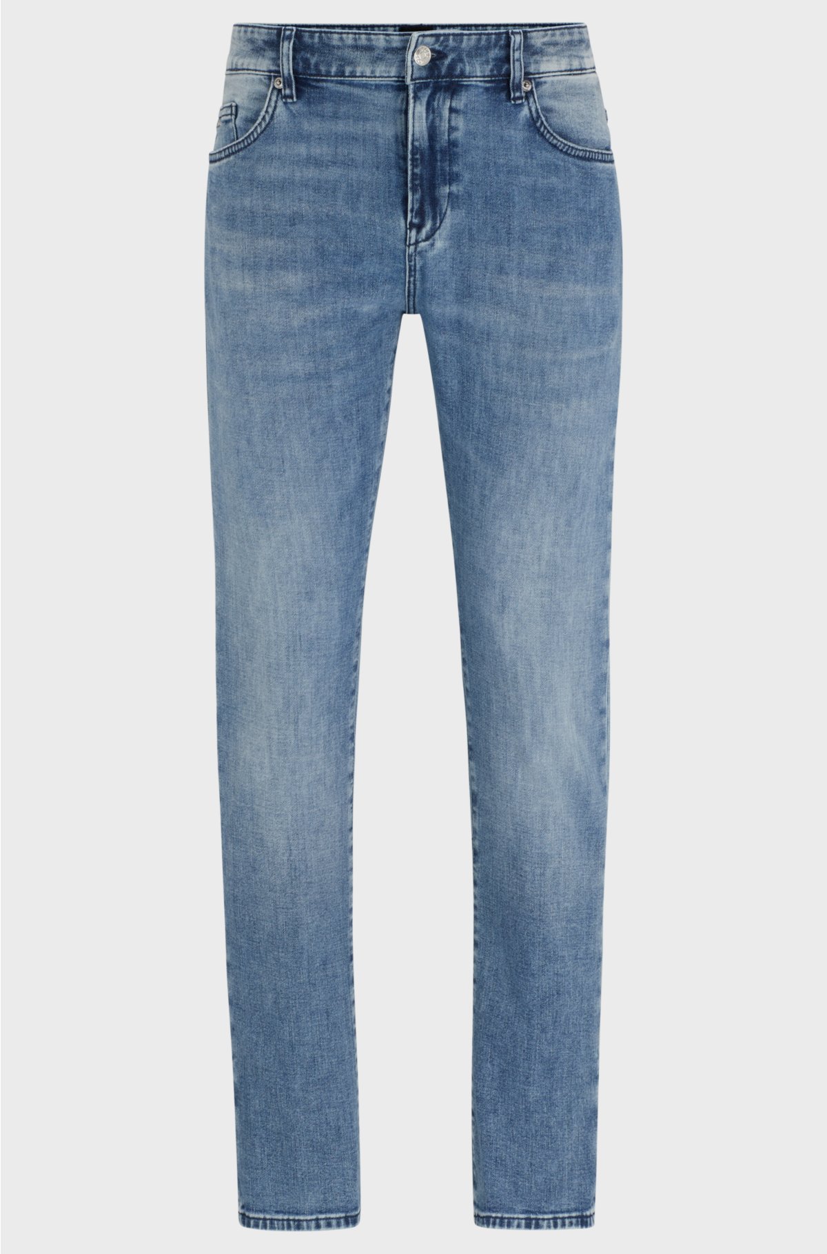 Slim-fit jeans in blue cashmere-touch denim, Turquoise