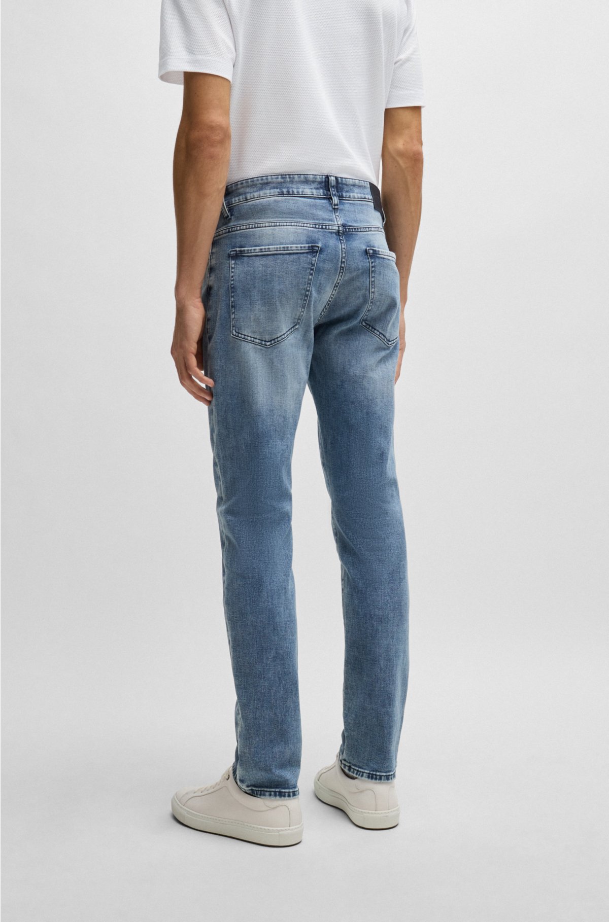 Slim-fit jeans in blue cashmere-touch denim, Turquoise