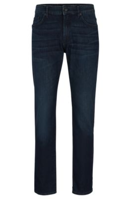 Slim-fit jeans in blue comfort-stretch denim, Dark Blue
