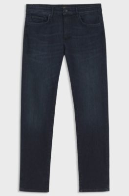Slim-fit jeans in blue comfort-stretch denim, Dark Blue
