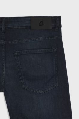 Slim-fit jeans in blue comfort-stretch denim, Dark Blue