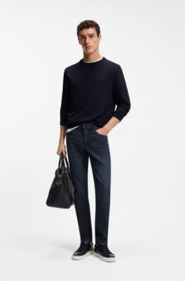 Slim-fit jeans in blue comfort-stretch denim, Dark Blue