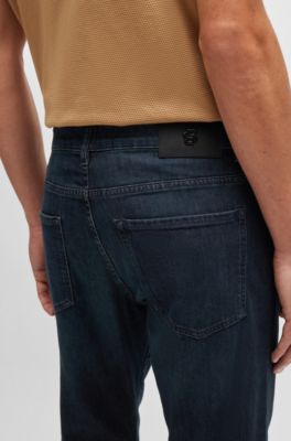 Slim-fit jeans in blue comfort-stretch denim, Dark Blue