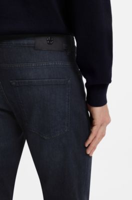 Slim-fit jeans in blue comfort-stretch denim, Dark Blue