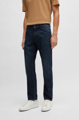 Slim-fit jeans in blue comfort-stretch denim, Dark Blue