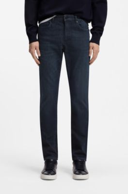 Slim-fit jeans in blue comfort-stretch denim, Dark Blue