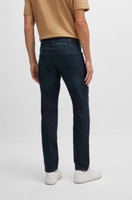 Slim-fit jeans in blue comfort-stretch denim, Dark Blue