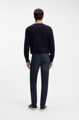 Slim-fit jeans in blue comfort-stretch denim, Dark Blue