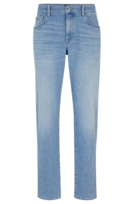 BOSS - Regular-fit jeans in blue cashmere-touch denim