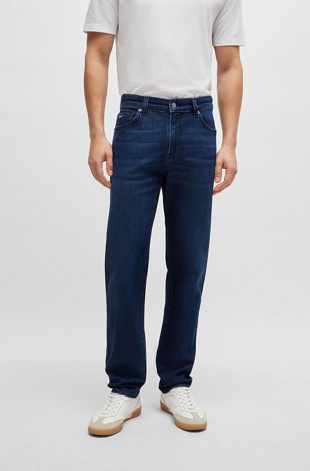 Regular-fit jeans van comfortabel blauw stretchdenim, Donkerblauw