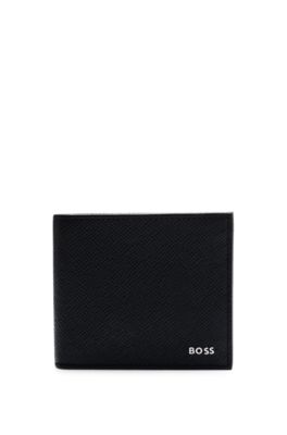 BOSS - Embossed-leather wallet with metal logo lettering