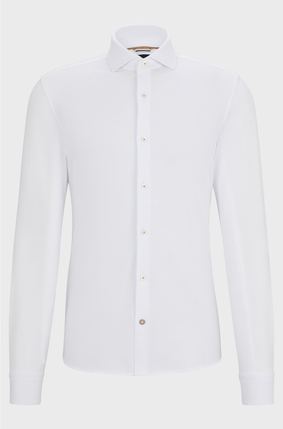 Casual-fit long-sleeved shirt in cotton jersey, White