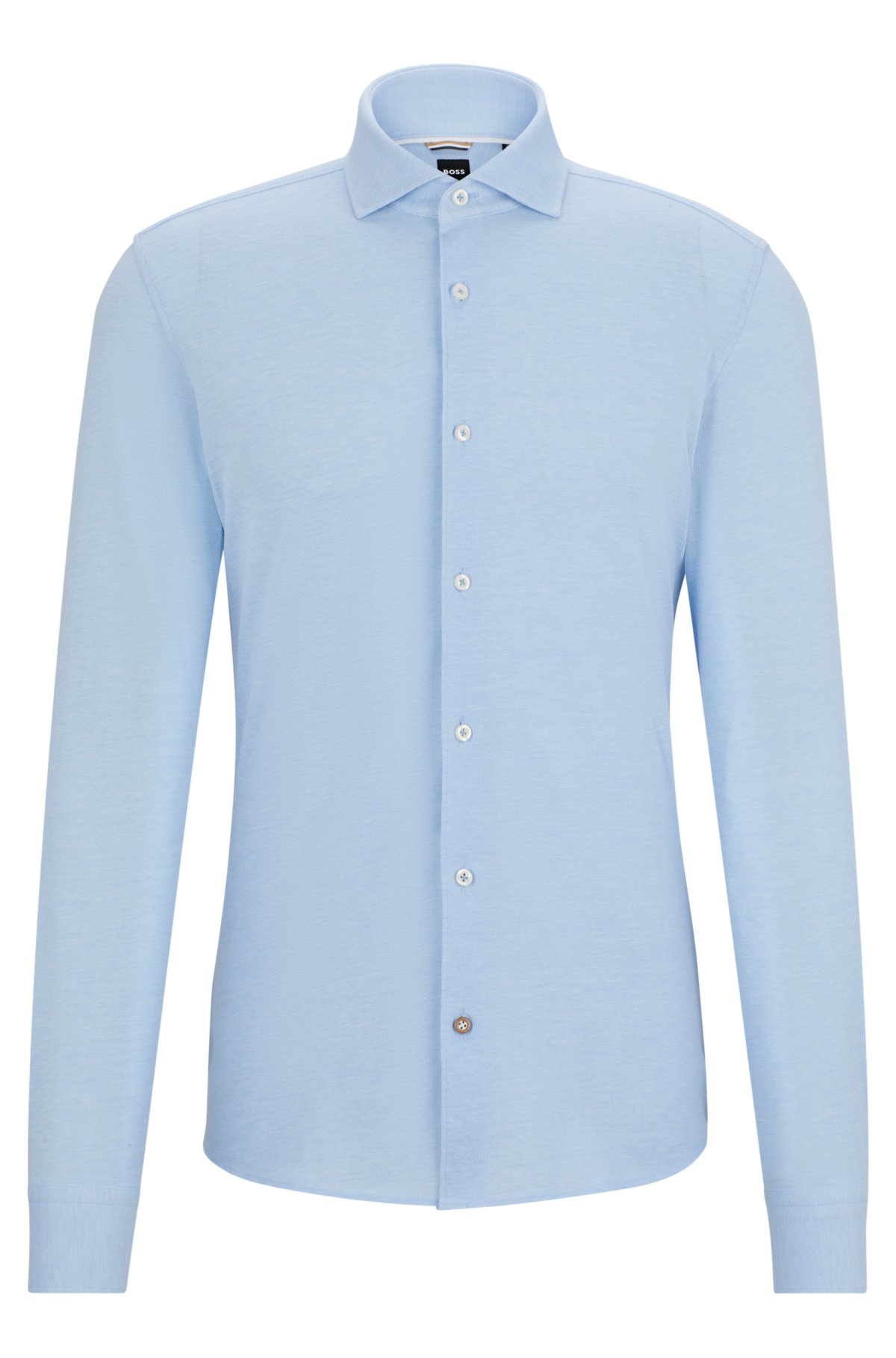 Casual-fit long-sleeved shirt in cotton jersey, Light Blue