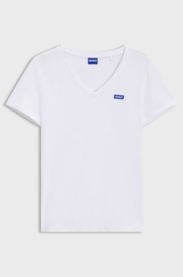 V-neck slim-fit T-shirt in cotton, White