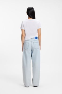 V-neck slim-fit T-shirt in cotton, White