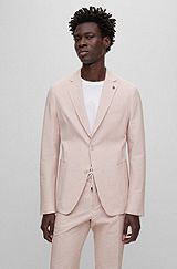 Slim-fit jacket with notched lapels and horizontal stripe, Light Red
