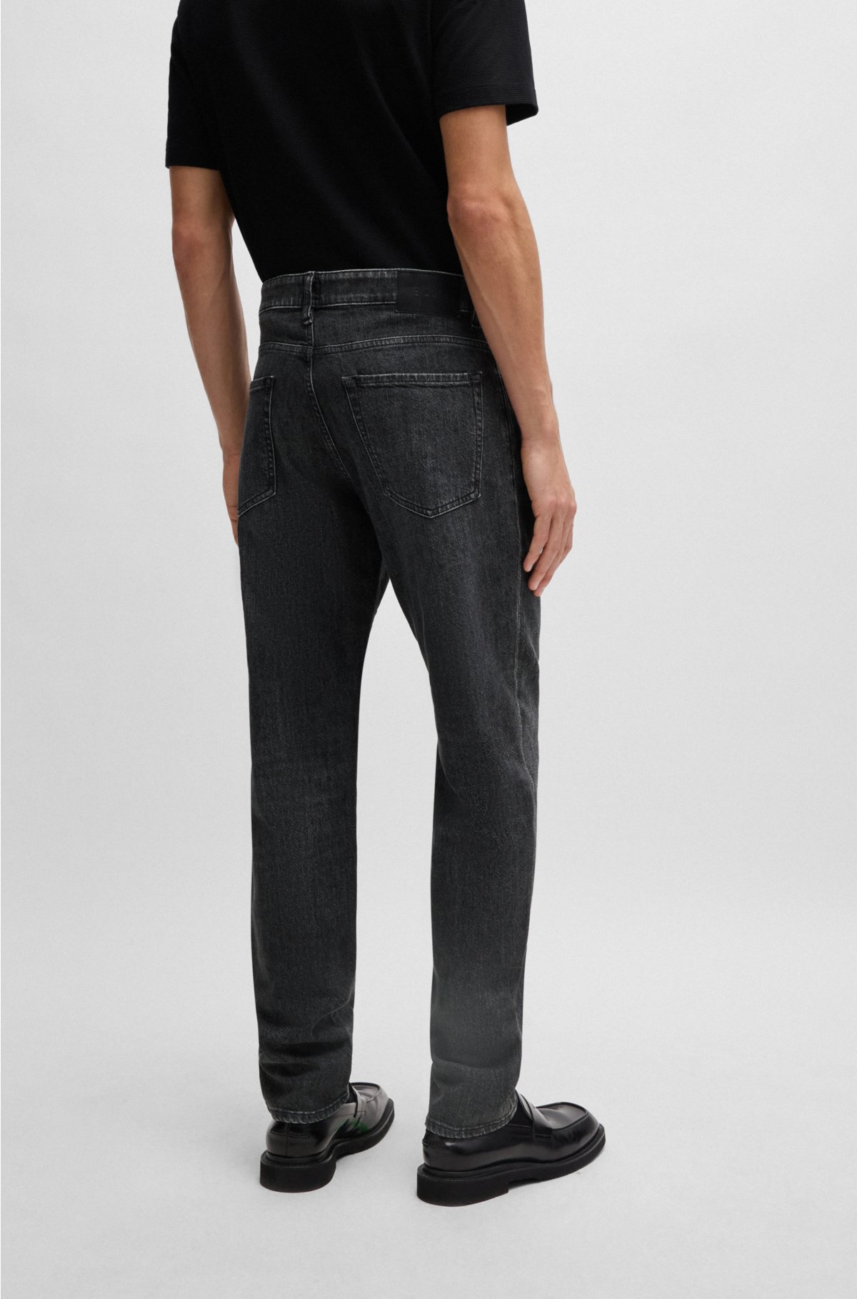 BOSS - Regular-fit jeans in grey mechanical-stretch denim