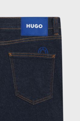 Skinny fit-jeans i m&ouml;rkbl&aring; stretchig denim, M&ouml;rkbl&aring;
