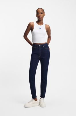 Skinny fit-jeans i m&ouml;rkbl&aring; stretchig denim, M&ouml;rkbl&aring;