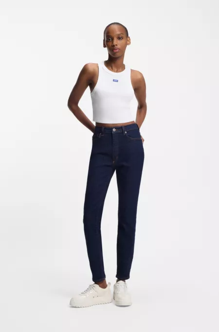 Skinny-fit jeans in dark-blue stretch denim