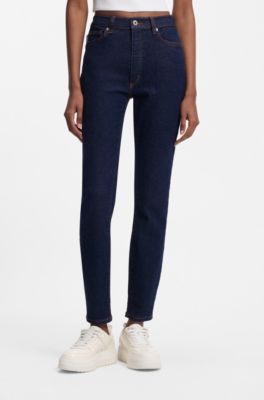 Skinny fit-jeans i m&ouml;rkbl&aring; stretchig denim, M&ouml;rkbl&aring;