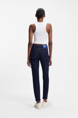 Skinny fit-jeans i m&ouml;rkbl&aring; stretchig denim, M&ouml;rkbl&aring;