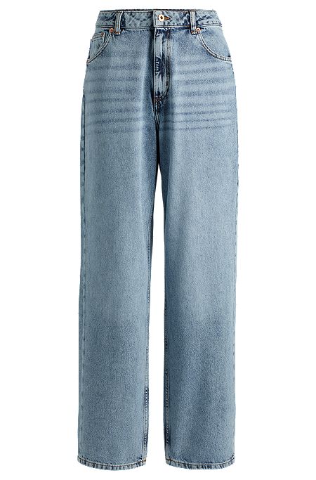 Relaxed-fit jeans in bright-blue cotton denim, Blue