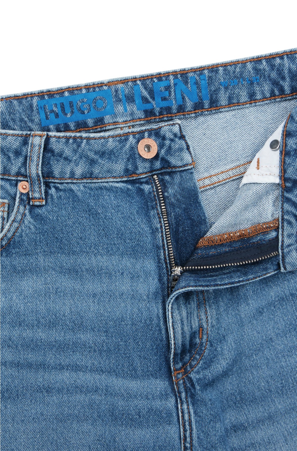 Relaxed-fit jeans in medium-blue cotton denim, Blue