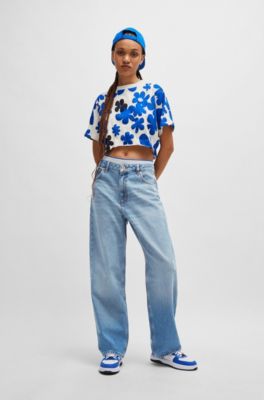 Relaxed-fit jeans in medium-blue cotton denim, Blue