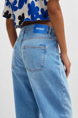 Relaxed-fit jeans in medium-blue cotton denim, Blue