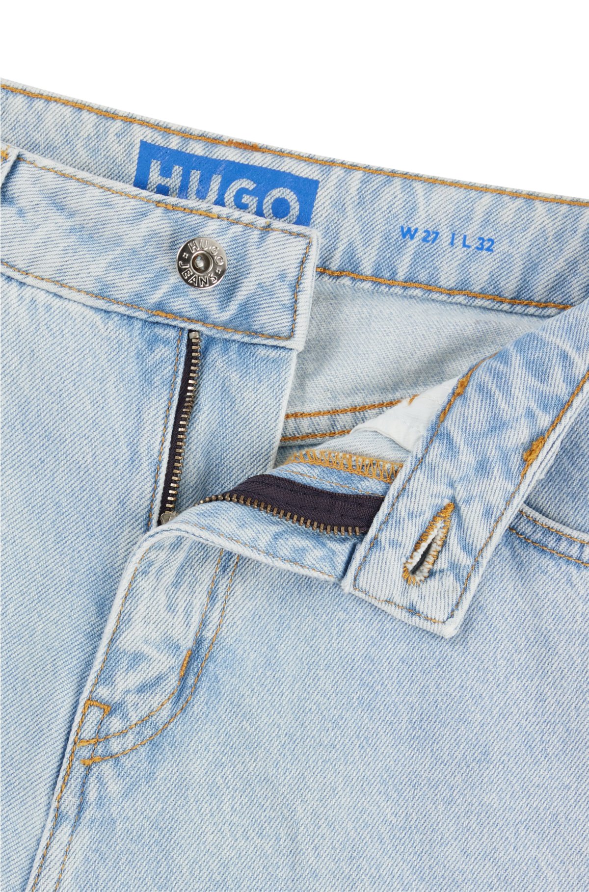 Loose-fit cargo jeans in aqua cotton denim, Light Blue