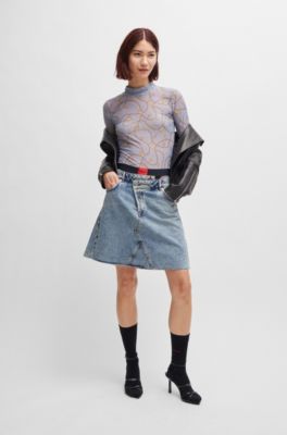 HUGO - レギュラーフィットスカート クオーツブルー デニム 