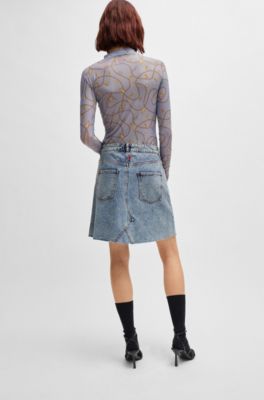 HUGO - レギュラーフィットスカート クオーツブルー デニム 