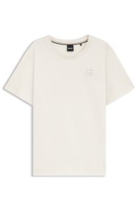 Mercerised-cotton top with double-monogram embroidery, White