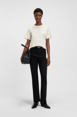 Top de algod&oacute;n mercerizado con monograma doble bordado, Blanco