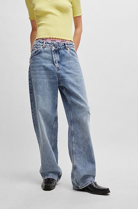 Relaxed-fit jeans in quartz-blue denim, Turquoise
