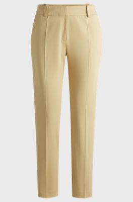 Slim-fit cropped trousers with zipped inner hems, Light Beige