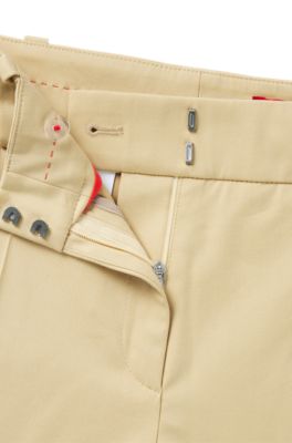 Slim-fit cropped trousers with zipped inner hems, Light Beige