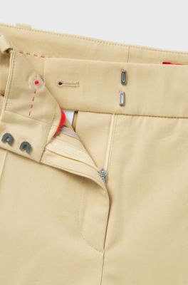 Slim-fit cropped trousers with zipped inner hems, Light Beige