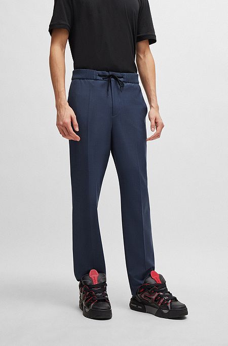 Extra-slim-fit trousers in mohair-look material, Blue