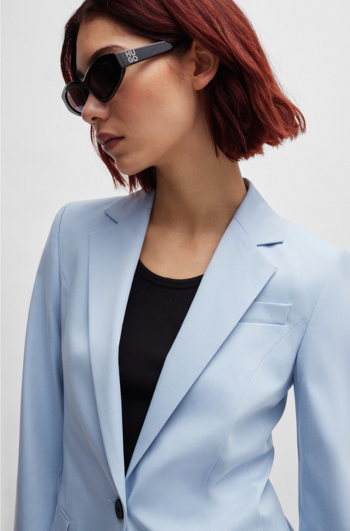 Regular-length jacket in stretch material, Light Blue
