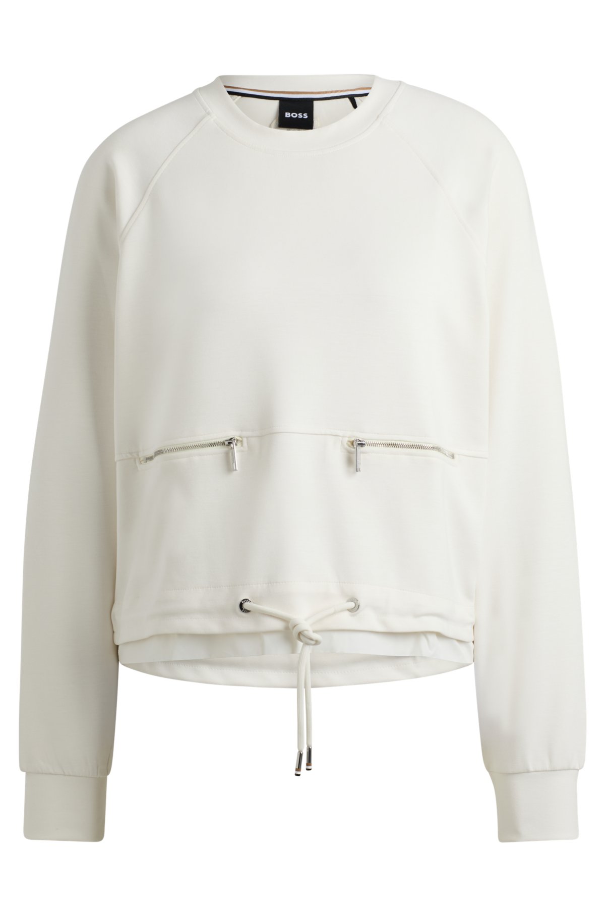 Adjustable-hem sweatshirt with zip details, White