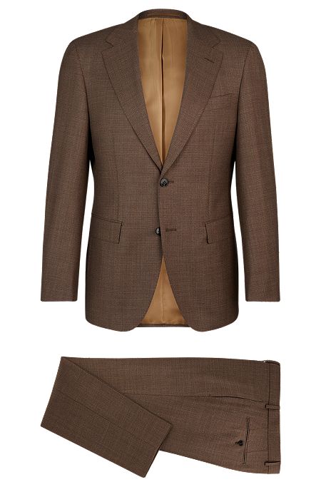 Regular-Fit Anzug aus Schurwolle mit dezentem Muster, Braun