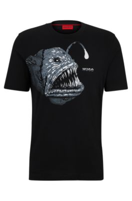 HUGO Cottonjersey regularfit Tshirt with seasonal artwork