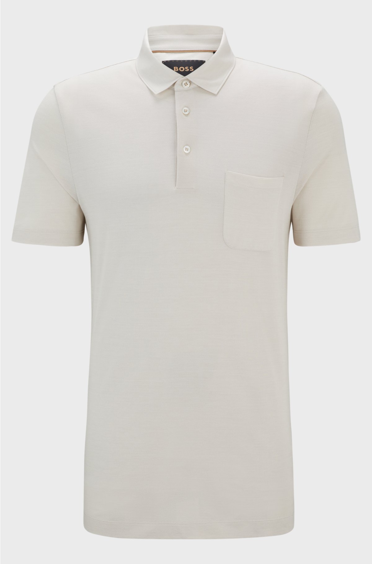 Regular-fit polo shirt in silk and cotton, Natural
